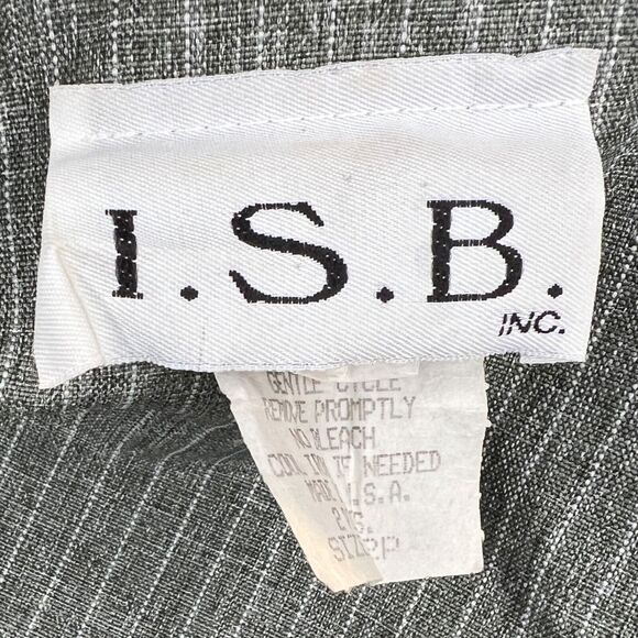 Vintage I.S.B. Inc Women's Grey Pinstripe Pantsuit Embroidered Size 12P - Picture 8 of 9